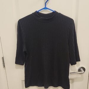 Joe Fresh Textured Black Top Short Sleeve Size XL Womens Workwear Formal